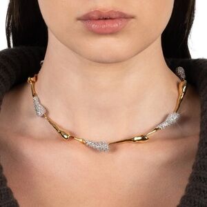 NEW Solanales Crystal Teardrop Riviera Necklace Two Tone Alexis Bittar AP29